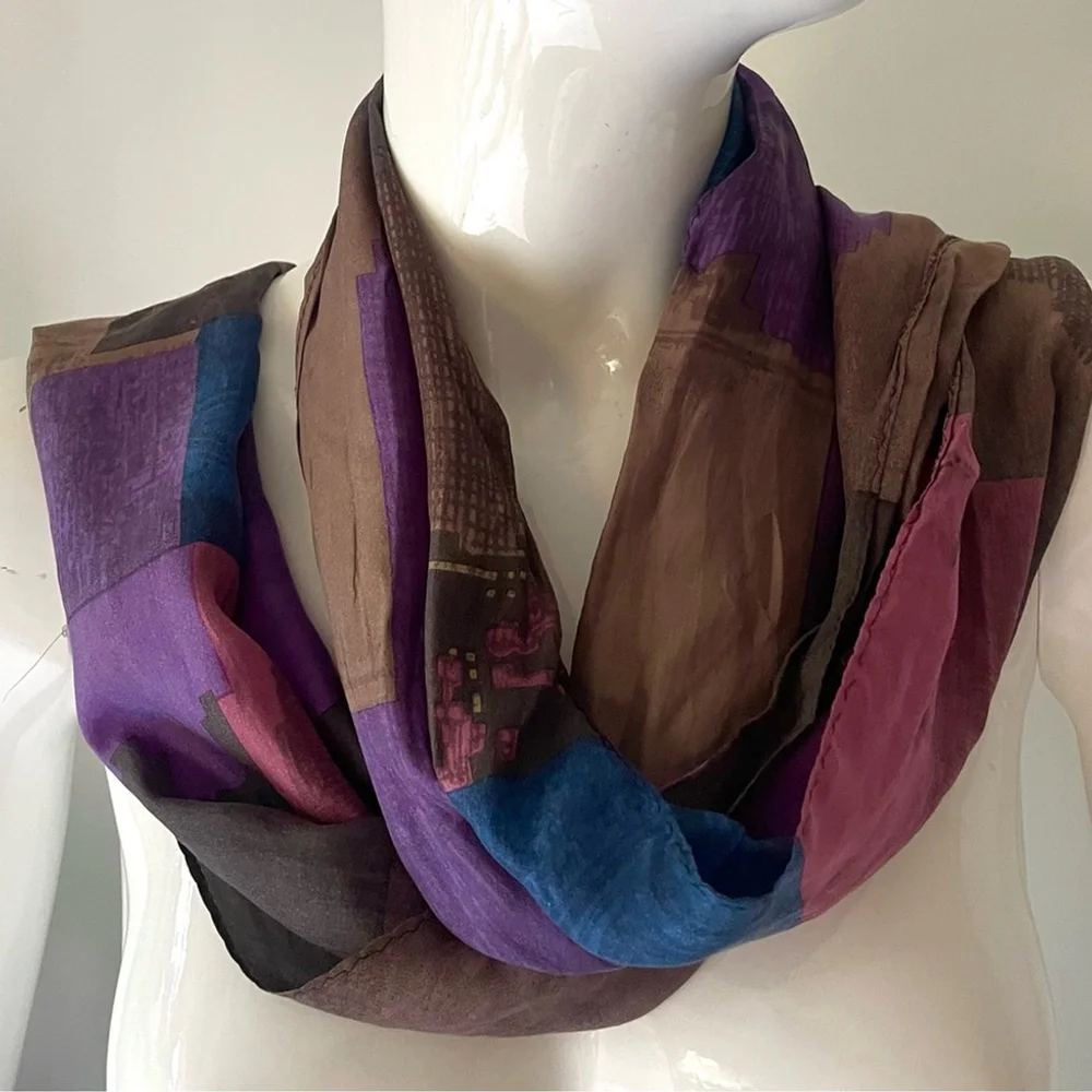 new york studio silk Colorful Abstract Scarf